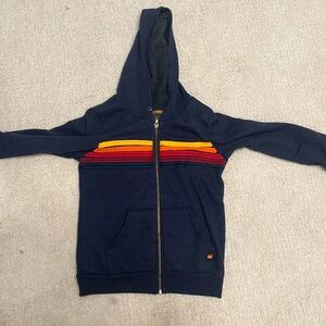 Aviator Nation Striped Zip Up Hoodie